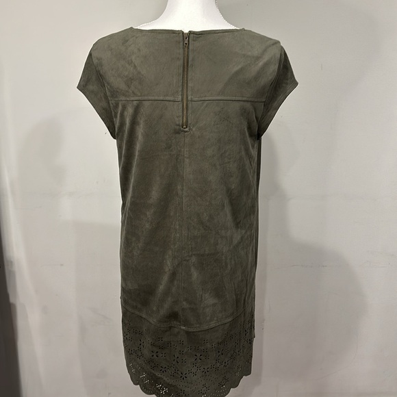 Xhilaration Faux Suede Cutout Dress Army Green with Back Zip Size Medium - Picture 3 of 7